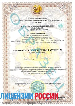 Образец сертификата соответствия аудитора №ST.RU.EXP.00014300-1 Богородск Сертификат OHSAS 18001